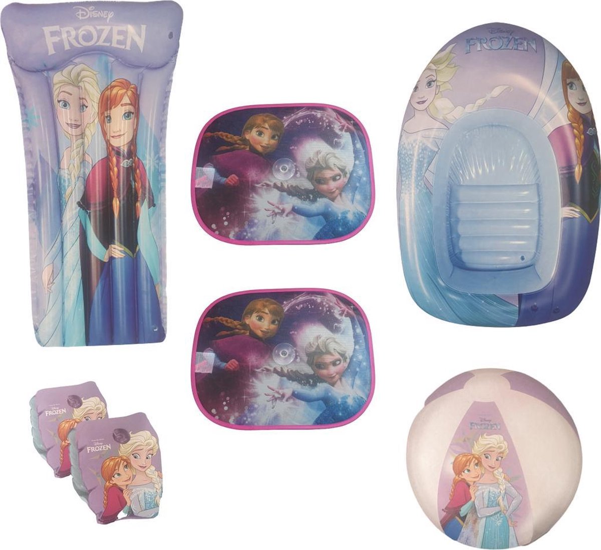 Frozen Zomerpakket | Funpakket | Zomerspeelgoed | Luchtmatras 119 x 61CM! | Zwembandjes | Strandbal | Opblaasboot 102 x 69CM! |2x Zonnescherm |  5-in-1 | Waterpret | Meisjes | Girls